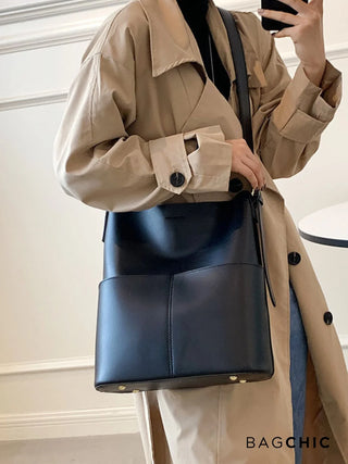 Eloise - Modern Leather Open-Top Tote Bag