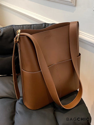 Eloise - Modern Leather Open-Top Tote Bag