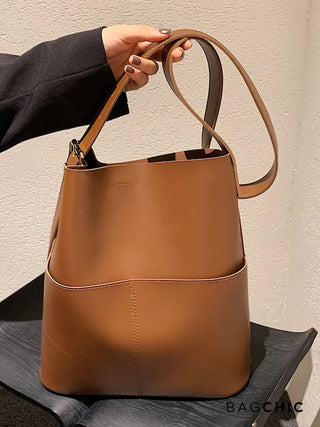 Eloise - Modern Leather Open-Top Tote Bag