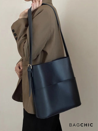 Eloise - Modern Leather Open-Top Tote Bag