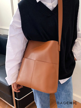 Eloise - Modern Leather Open-Top Tote Bag