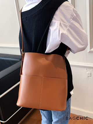 Eloise - Modern Leather Open-Top Tote Bag