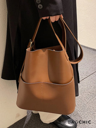 Eloise - Modern Leather Open-Top Tote Bag