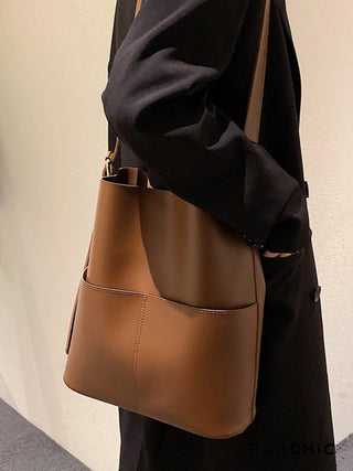 Eloise - Modern Leather Open-Top Tote Bag