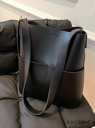 Eloise - Modern Leather Open-Top Tote Bag