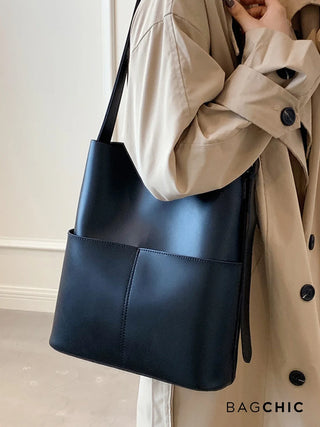 Eloise - Modern Leather Open-Top Tote Bag