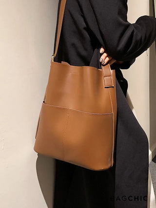 Eloise - Modern Leather Open-Top Tote Bag