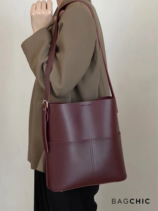 Eloise - Modern Leather Open-Top Tote Bag