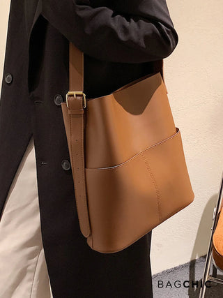 Eloise - Modern Leather Open-Top Tote Bag