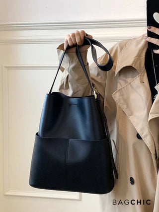 Eloise - Modern Leather Open-Top Tote Bag