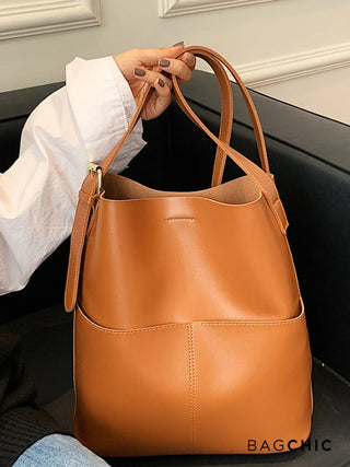 Eloise - Modern Leather Open-Top Tote Bag