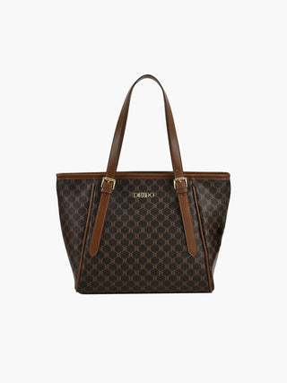 Maria - Monogram Print Leather Tote Bag