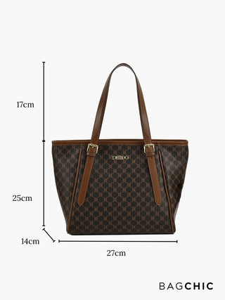Maria - Monogram Print Leather Tote Bag