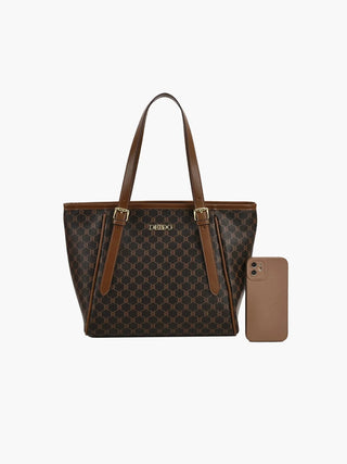 Maria - Monogram Print Leather Tote Bag