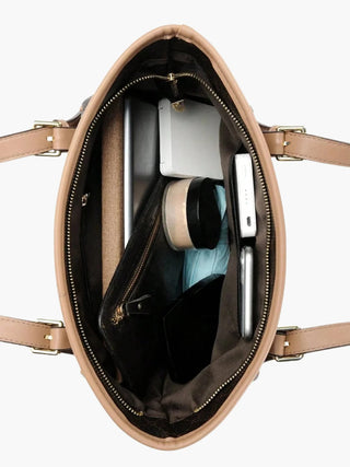 Maria - Monogram Print Leather Tote Bag