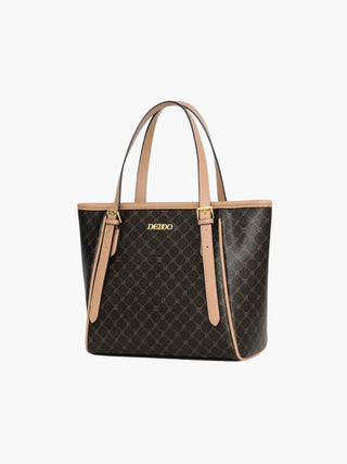 Maria - Monogram Print Leather Tote Bag