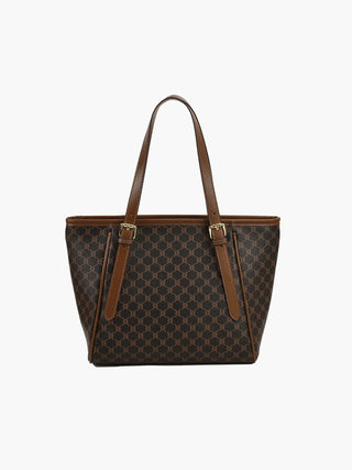 Maria - Monogram Print Leather Tote Bag