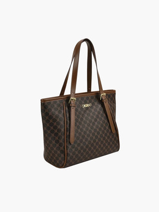 Maria - Monogram Print Leather Tote Bag