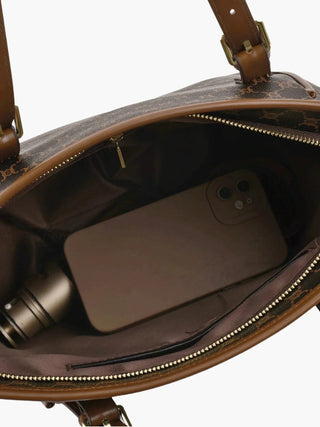 Maria - Monogram Print Leather Tote Bag