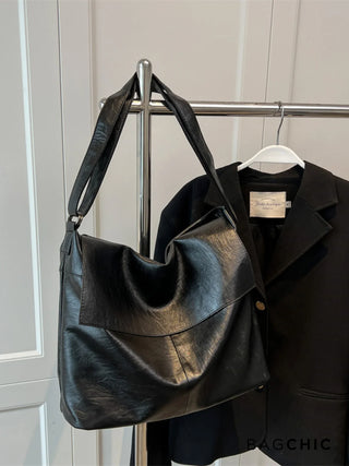 Aliyah - Oversized Leather Foldover Shoulder Bag