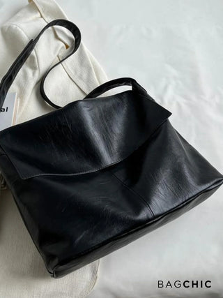 Aliyah - Oversized Leather Foldover Shoulder Bag