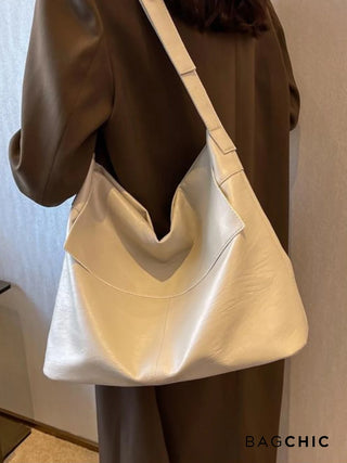 Aliyah - Oversized Leather Foldover Shoulder Bag