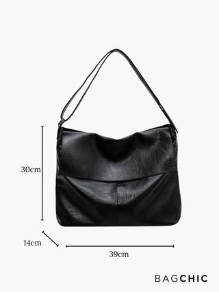 Aliyah - Oversized Leather Foldover Shoulder Bag