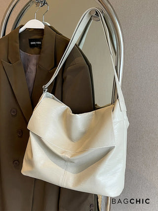 Aliyah - Oversized Leather Foldover Shoulder Bag