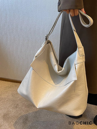 Aliyah - Oversized Leather Foldover Shoulder Bag