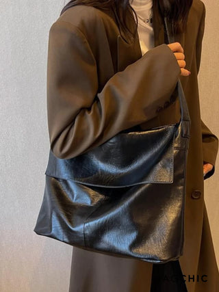 Aliyah - Oversized Leather Foldover Shoulder Bag