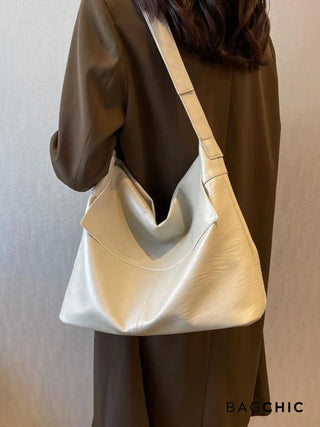 Aliyah - Oversized Leather Foldover Shoulder Bag