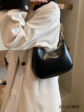 Hailey - Quilted Leather Crescent Shoulder Bag
