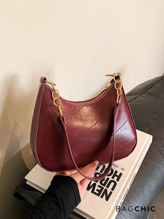 Hailey - Quilted Leather Crescent Shoulder Bag