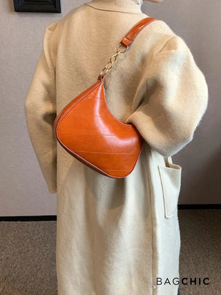 Hailey - Quilted Leather Crescent Shoulder Bag