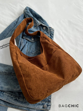 Sarah - Retro Corduroy Slouchy Tote Bag