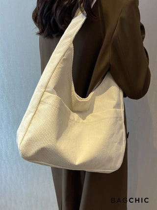 Sarah - Retro Corduroy Slouchy Tote Bag