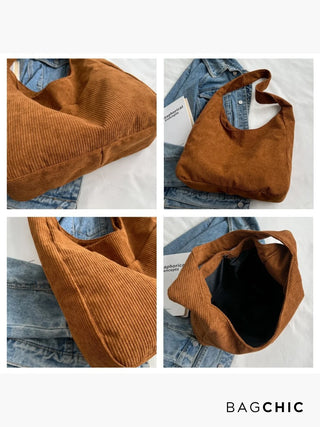 Sarah - Retro Corduroy Slouchy Tote Bag