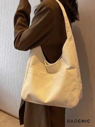 Sarah - Retro Corduroy Slouchy Tote Bag