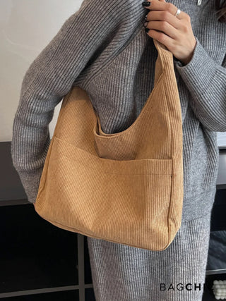 Sarah - Retro Corduroy Slouchy Tote Bag