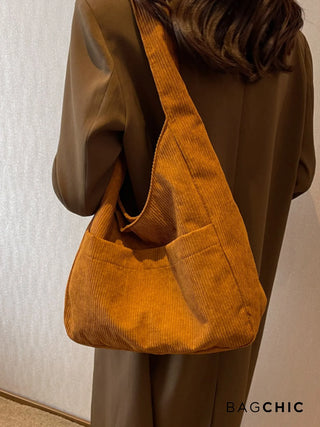 Sarah - Retro Corduroy Slouchy Tote Bag