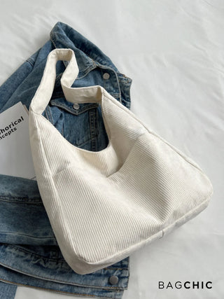 Sarah - Retro Corduroy Slouchy Tote Bag