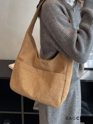 Sarah - Retro Corduroy Slouchy Tote Bag