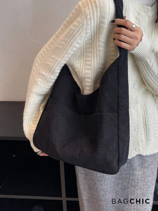 Sarah - Retro Corduroy Slouchy Tote Bag