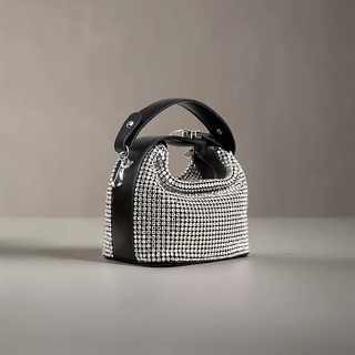Clara - Rhinestone Embellished Handbag with Elegant Folded Design