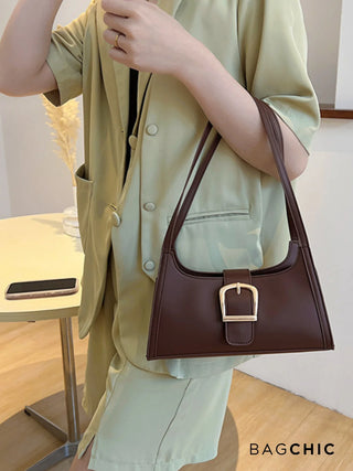 Millie - Sleek Belted Leather Shoulder Bag