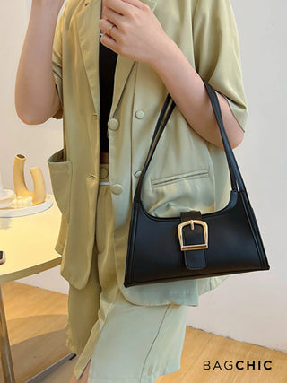 Millie - Sleek Belted Leather Shoulder Bag