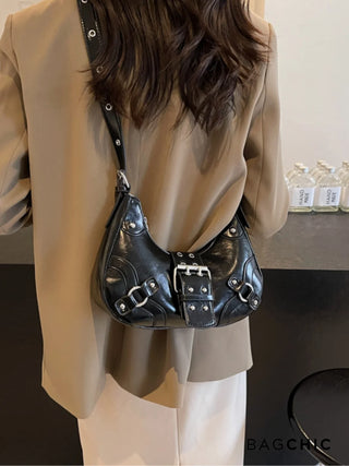 Bella - Sleek Leather Gothic-Inspired Buckle Bag