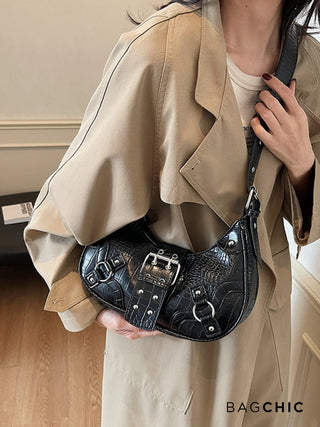 Bella - Sleek Leather Gothic-Inspired Buckle Bag
