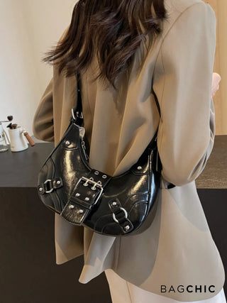 Bella - Sleek Leather Gothic-Inspired Buckle Bag