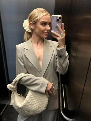 Ximena - Woven Knot Medium Suede Shoulder Bag